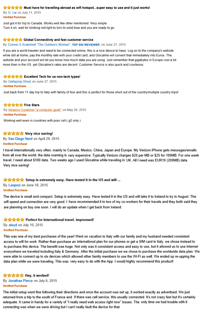 GlocalMe Amazon Reviews