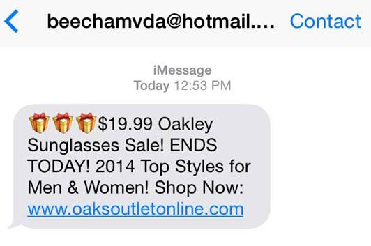 What does iMessage Spam look like?