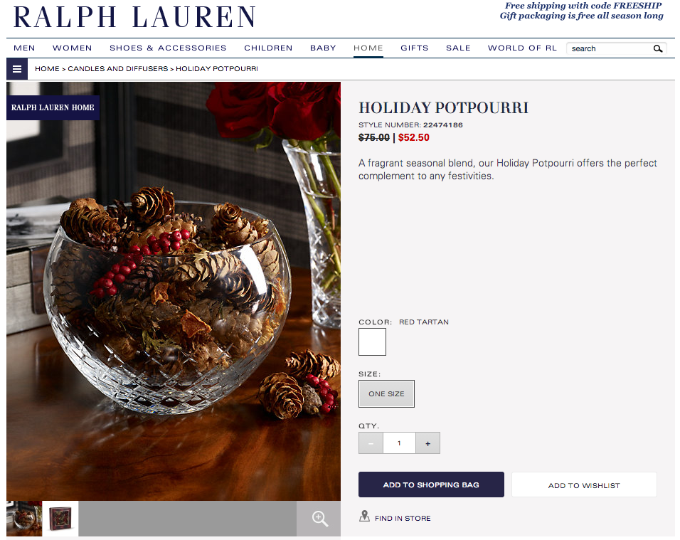 Silly @RalphLauren, You're scamming people on Holiday Potpourri