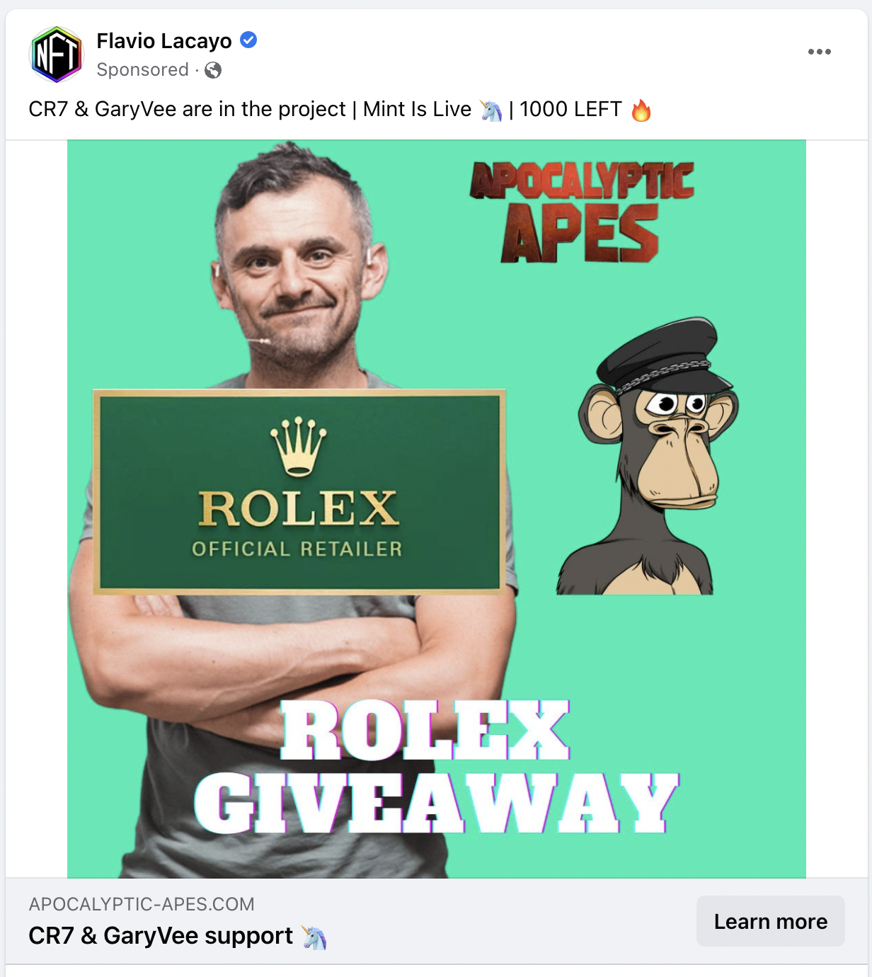Fake NFT ADs: Snoop Dogg, Gary Vee, Invisible Friends, Mutant Apes, and more...
