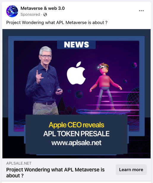 Fake Crypto ADs: Microsoft, Apple, Tesla, Samsung, Meta, Netflix