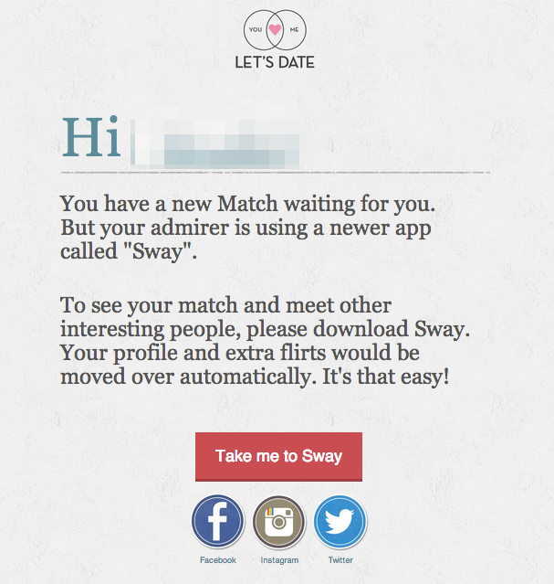 Let's Date is now Sway? And they never delete your account?