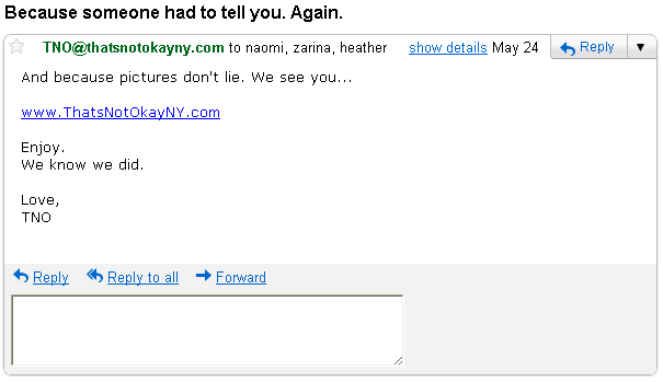EMAIL/FOLLOWUP: That's Not Okay NY